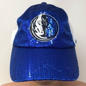 Dallas Mavericks Blue Sequins Snap Back Trucker Cap